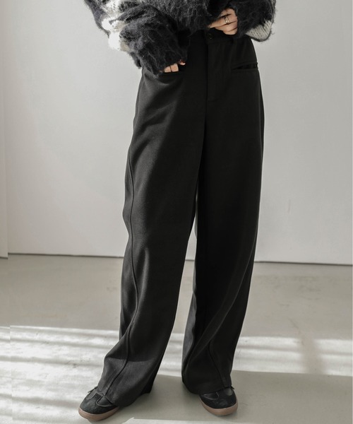 AMELY（エミリー）の「ウールライクワイドパンツ（その他パンツ・レディース・ブラック/グレー/カーキ/オートミール・M/L）」の6枚目の写真