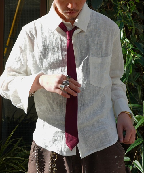 Noen（ノエン）の「リネンライクガーゼシャツ（シャツ/ブラウス・メンズ・ホワイト/ブラック・LARGE/MEDIUM）」の4枚目の写真