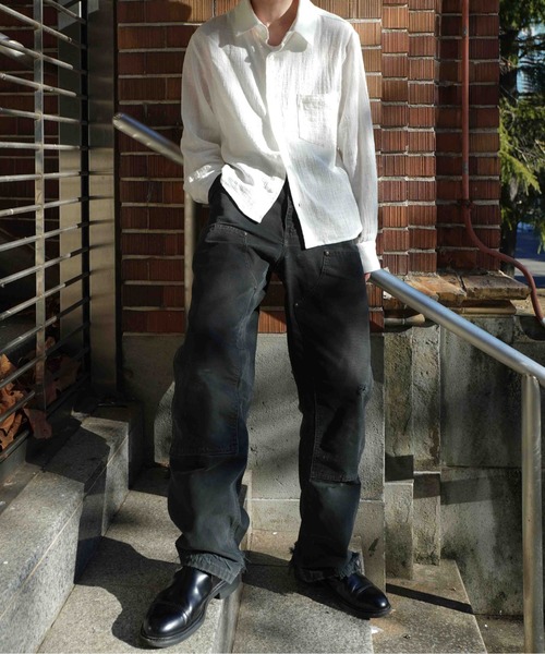 Noen（ノエン）の「リネンライクガーゼシャツ（シャツ/ブラウス・メンズ・ホワイト/ブラック・LARGE/MEDIUM）」の5枚目の写真