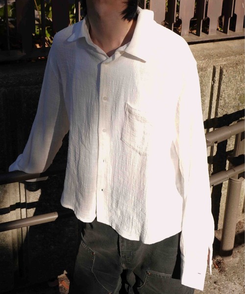 Noen（ノエン）の「リネンライクガーゼシャツ（シャツ/ブラウス・メンズ・ホワイト/ブラック・LARGE/MEDIUM）」の13枚目の写真