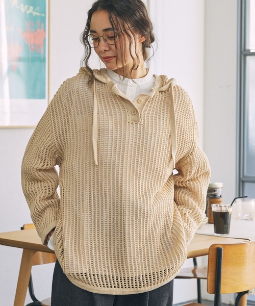 美品[Drawer]コットン ポリエステル フーディ シアードッキングカーディガン | PROPORTION BODY DRESSING