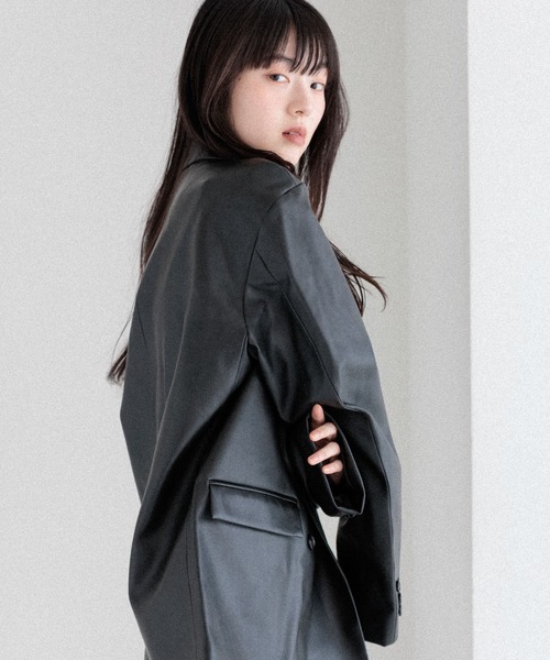 Heather（ヘザー）の「合成皮革テーラードジャケット　291945（テーラードジャケット・レディース・ブラウン/ブラック・FREE）」の5枚目の写真