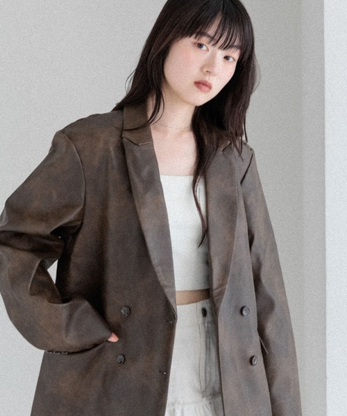 Heather（ヘザー）の「合成皮革テーラードジャケット　291945（テーラードジャケット・レディース・ブラウン/ブラック・FREE）」の9枚目の写真