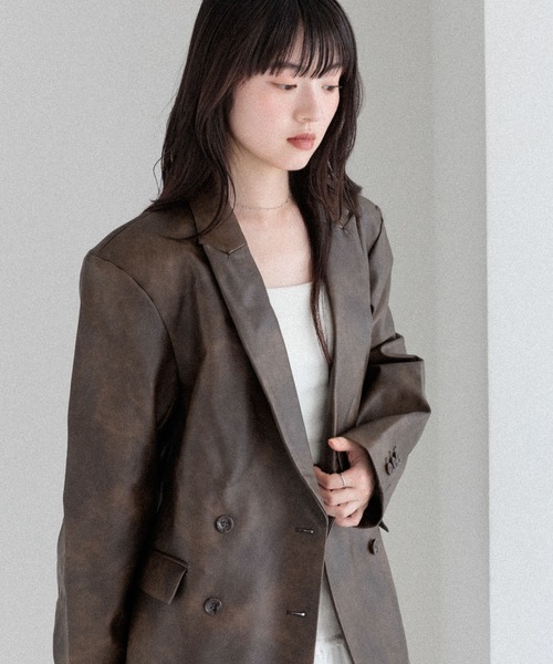 Heather（ヘザー）の「合成皮革テーラードジャケット　291945（テーラードジャケット・レディース・ブラウン/ブラック・FREE）」の10枚目の写真