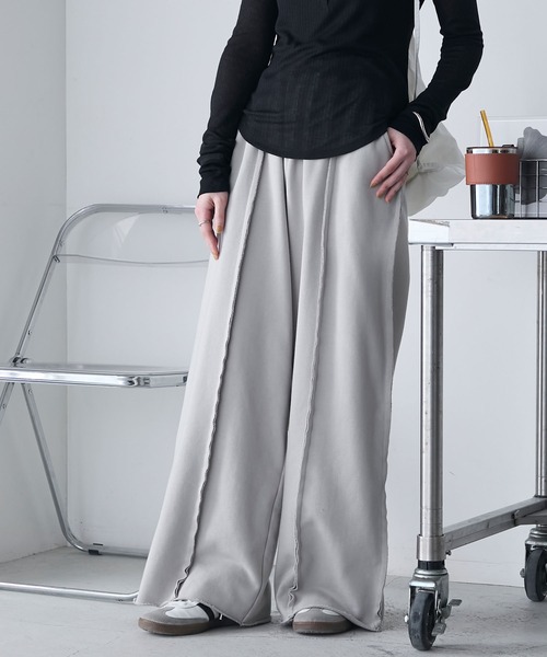 forksy.（フォルクシー）の「【forksy.】ブリーチ加工 アウトリンキング ワイドスウェットパンツ（スウェットパンツ・レディース・ライトグレー/チャコール・FREE）」の17枚目の写真