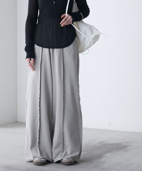 forksy.（フォルクシー）の「【forksy.】ブリーチ加工 アウトリンキング ワイドスウェットパンツ（スウェットパンツ・レディース・ライトグレー/チャコール・FREE）」の20枚目の写真