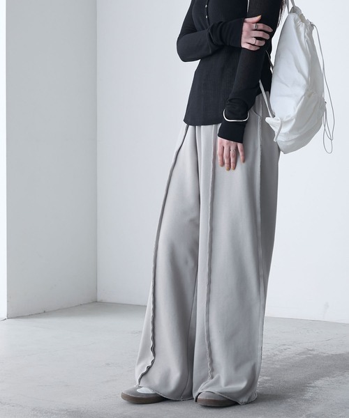 forksy.（フォルクシー）の「【forksy.】ブリーチ加工 アウトリンキング ワイドスウェットパンツ（スウェットパンツ・レディース・ライトグレー/チャコール・FREE）」の21枚目の写真