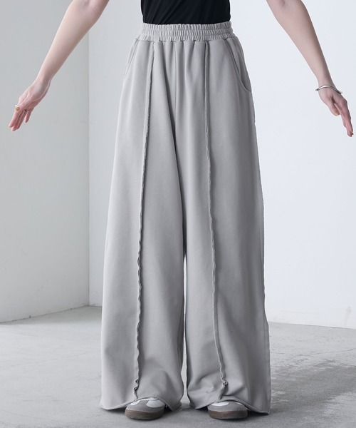 セール】【forksy.】ブリーチ加工 アウトリンキング ワイドスウェット