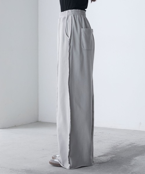 forksy.（フォルクシー）の「【forksy.】ブリーチ加工 アウトリンキング ワイドスウェットパンツ（スウェットパンツ・レディース・ライトグレー/チャコール・FREE）」の12枚目の写真