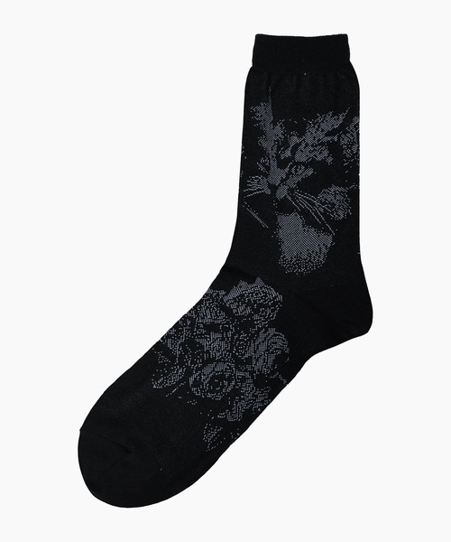 LAD MUSICIAN（ラッドミュージシャン）の「ROSE+CAT SOCKS（ソックス/靴下・メンズ・ダークネイビー/ブラック系1/チャコール/ブラック系・FREE）」の2枚目の写真