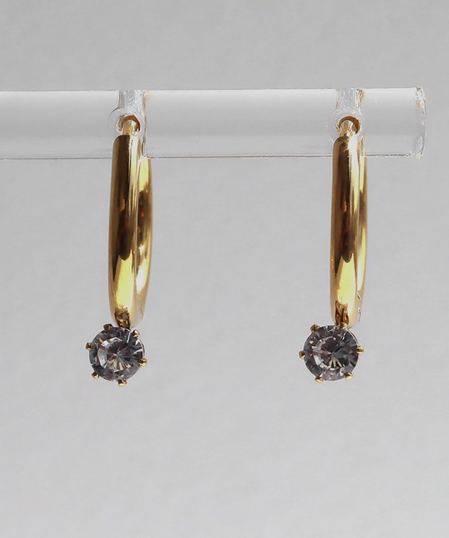 abaskdesign(アバスクデザイン)の「金属アレルギー対応 キュービックジルコニアフープピアス(ピアス(両耳用)・レディース・ゴールド・FREE)」の11枚目の写真
