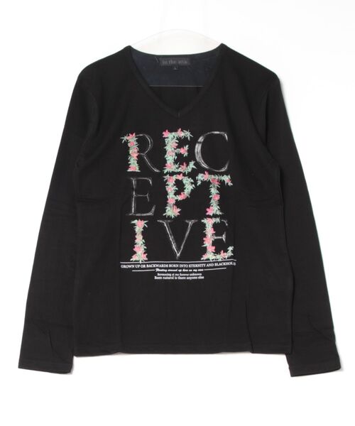 in the attic（インジアティック）の「《in the attic》Vネック/RECEPTIVE/LS-T（Tシャツ/カットソー・メンズ・ホワイト/ブラック・LARGE）」の2枚目の写真
