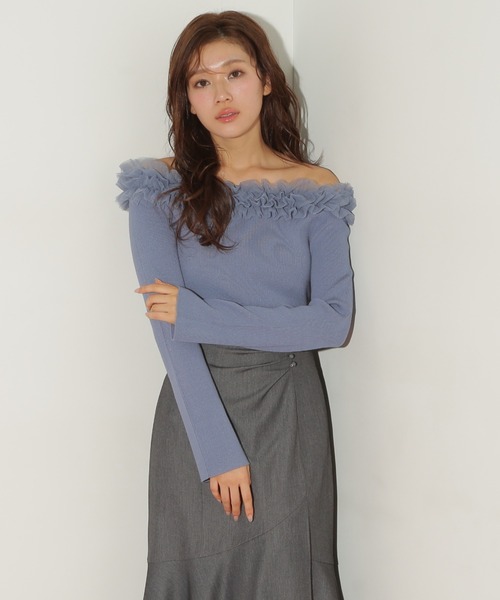 セール】チュールフリルオフショルニット（ニット/セーター）｜JILL by