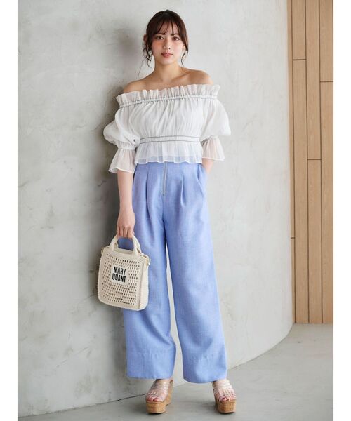 MERCURYDUO（マーキュリーデュオ）の「ハイウエストコルセットパンツ（その他パンツ・レディース・ブルー/オフホワイト/ブラック・MEDIUM/SMALL）」の10枚目の写真