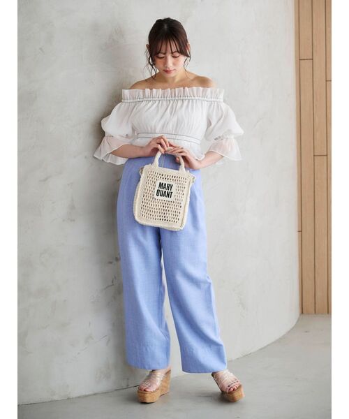 MERCURYDUO（マーキュリーデュオ）の「ハイウエストコルセットパンツ（その他パンツ・レディース・ブルー/オフホワイト/ブラック・MEDIUM/SMALL）」の9枚目の写真