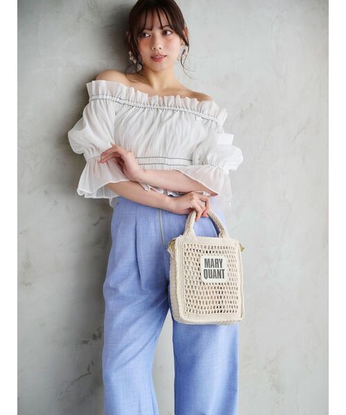 MERCURYDUO（マーキュリーデュオ）の「ハイウエストコルセットパンツ（その他パンツ・レディース・ブルー/オフホワイト/ブラック・MEDIUM/SMALL）」の8枚目の写真