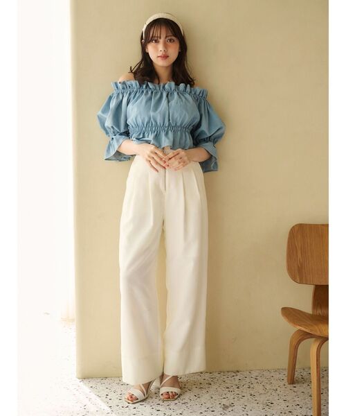 MERCURYDUO（マーキュリーデュオ）の「ハイウエストコルセットパンツ（その他パンツ・レディース・ブルー/オフホワイト/ブラック・MEDIUM/SMALL）」の7枚目の写真