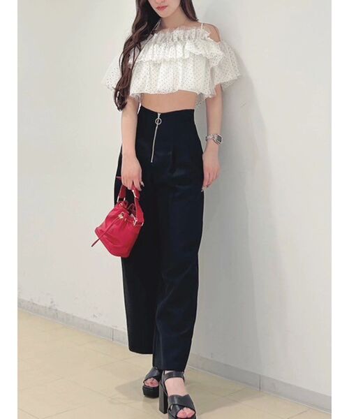 MERCURYDUO（マーキュリーデュオ）の「ハイウエストコルセットパンツ（その他パンツ・レディース・ブルー/オフホワイト/ブラック・MEDIUM/SMALL）」の5枚目の写真