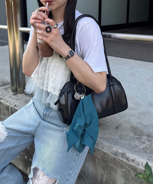 Kastane（カスタネ）の「【新色追加/fiw.】スクエアリボンシュシュ（シュシュ・レディース・アイボリー/グレー/ブルー・FREE）」の5枚目の写真