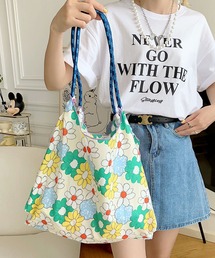 florist | 【大容量・軽い◎】フラワーリボン総柄ショッピングバッグ/エコバッグ/サブバッグ(エコバッグ/サブバッグ)