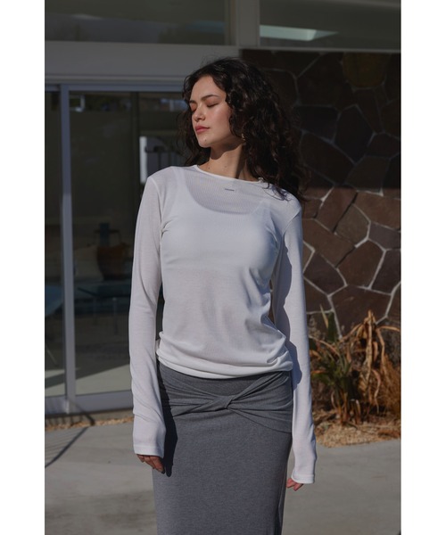 ALEXIA STAM（アリシアスタン）の「Wellness Crew Neck Long Sleeve Tee /ウェルネスロンT（Tシャツ/カットソー・レディース・グレー/ブラック/ホワイト・FREE）」の2枚目の写真