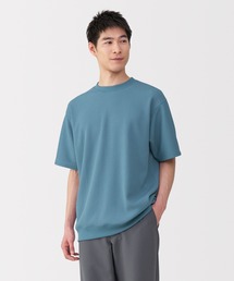 紳士 UVカット乾きやすいワッフルクルーネック半袖Tシャツ