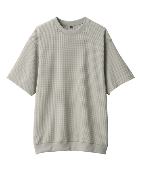 無印良品（ムジルシリョウヒン）の「紳士　ＵＶカット乾きやすいワッフルクルーネック半袖Ｔシャツ（Tシャツ/カットソー・メンズ・オフホワイト/ブラック/サックスブルー/ダークネイビー/ブラウン/サンドベージュ・S/M/L/XL）」の7枚目の写真