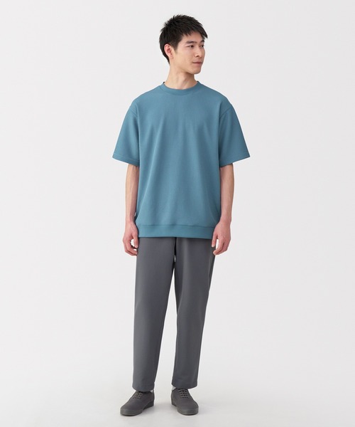 無印良品（ムジルシリョウヒン）の「紳士　ＵＶカット乾きやすいワッフルクルーネック半袖Ｔシャツ（Tシャツ/カットソー・メンズ・オフホワイト/ブラック/サックスブルー/ダークネイビー/ブラウン/サンドベージュ・S/M/L/XL）」の9枚目の写真
