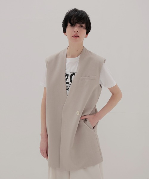 nagonstans asymmetry slit vest ベスト　グレー セール】side slit asymmetry vest(サイドスリットアシンメトリー