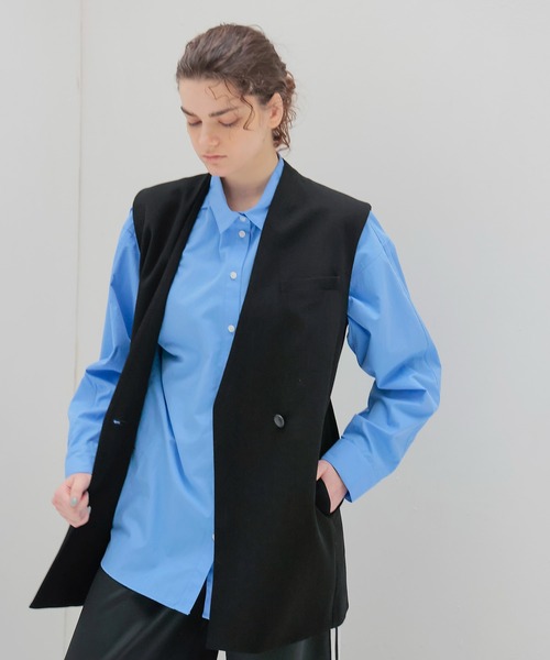 DRESSLAVE(ドレスレイブ)の「side slit asymmetry vest(サイドスリットアシンメトリーベスト)(ベスト・レディース・ブラック/ライトベージュ・38)」の11枚目の写真