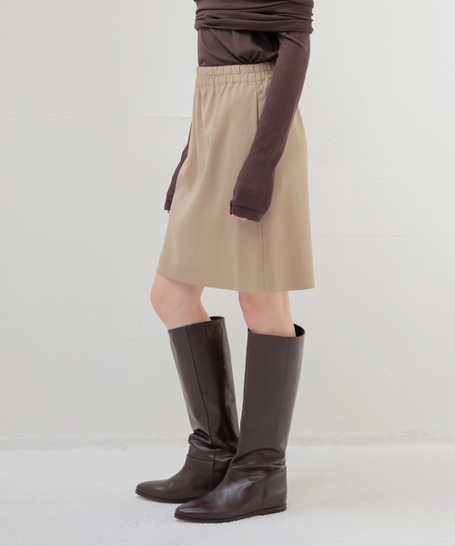 レモングラスブラック ジッパー付きブーツ、ベージュスカート セール】cuprime stretch mini skirt(キュプラストレッチミニ丈