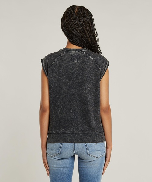 G-STAR(ジースター)の「WASHED SWEATER/ヴィンテージライクオーバーダイスリーブレススウェット(Tシャツ/カットソー・レディース・ブラック系その他/ブルー系その他・SMALL/X-SMALL/MEDIUM)」の4枚目の写真