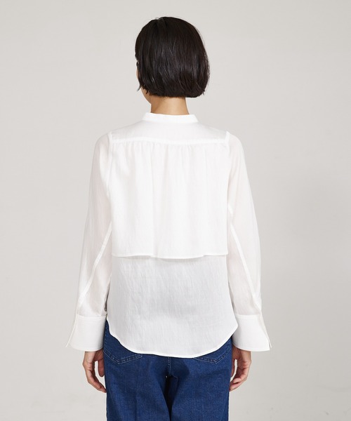 qualite（カリテ）の「ギャザーレイヤードブラウス/オフィスカジュアル（シャツ/ブラウス・レディース・ホワイト/ピンクベージュ・フリー）」の11枚目の写真