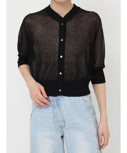 LAGUNAMOON（ラグナムーン）の「シアーニットカーディガン（カーディガン/ボレロ・レディース・ブラック/アイボリー/ブラウン・FREE）」の16枚目の写真