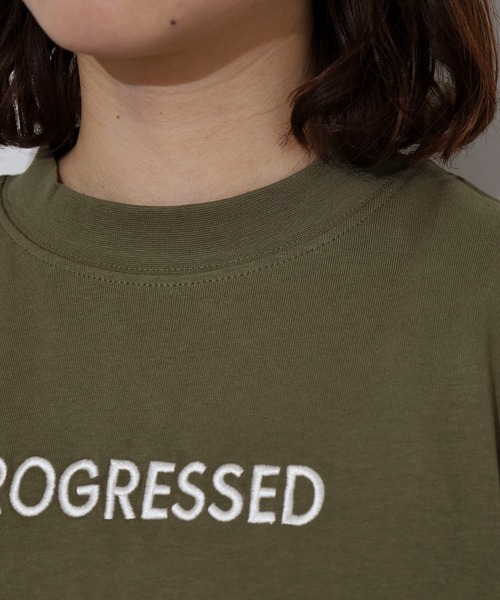 atONE（アットワン）の「胸元刺繍ロゴスーパーBIGサイズモックネックTシャツ（Tシャツ/カットソー・レディース・カーキ/ブラック/ホワイト・M/L）」の19枚目の写真