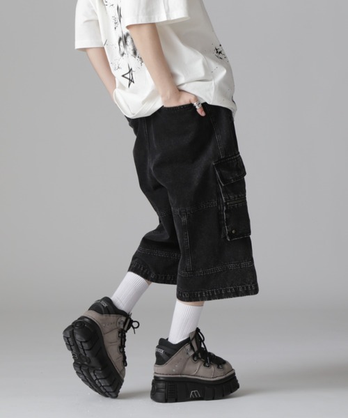 DANKE SCHON(ダンケシェーン)の「DankeSchon/ダンケシェーン/CHEMIBLEACH DENIMCARGO S(デニムパンツ・レディース・ブラック/グレー・L/M)」の6枚目の写真