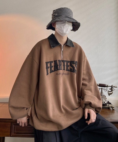 CERCA(チェルカ)の「【NOWLE】カレッジロゴ ハーフジップ ポロネック スウェット(スウェット・メンズ・ブラック/ブラウン/グレー・X-LARGE/MEDIUM/LARGE)」の20枚目の写真