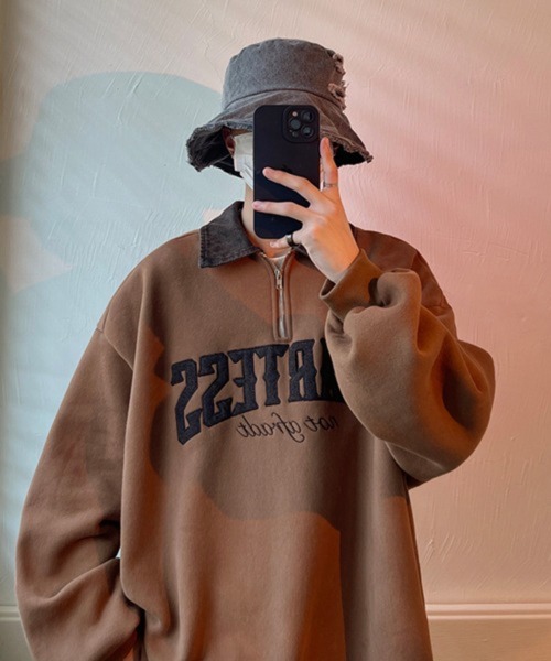 CERCA(チェルカ)の「【NOWLE】カレッジロゴ ハーフジップ ポロネック スウェット(スウェット・メンズ・ブラック/ブラウン/グレー・X-LARGE/MEDIUM/LARGE)」の21枚目の写真