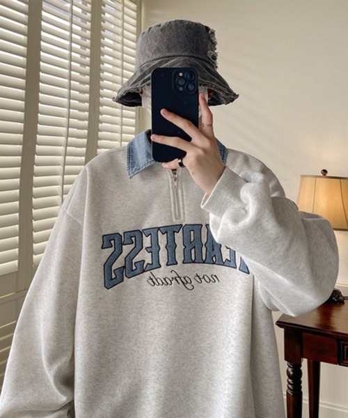 CERCA(チェルカ)の「【NOWLE】カレッジロゴ ハーフジップ ポロネック スウェット(スウェット・メンズ・ブラック/ブラウン/グレー・X-LARGE/MEDIUM/LARGE)」の22枚目の写真