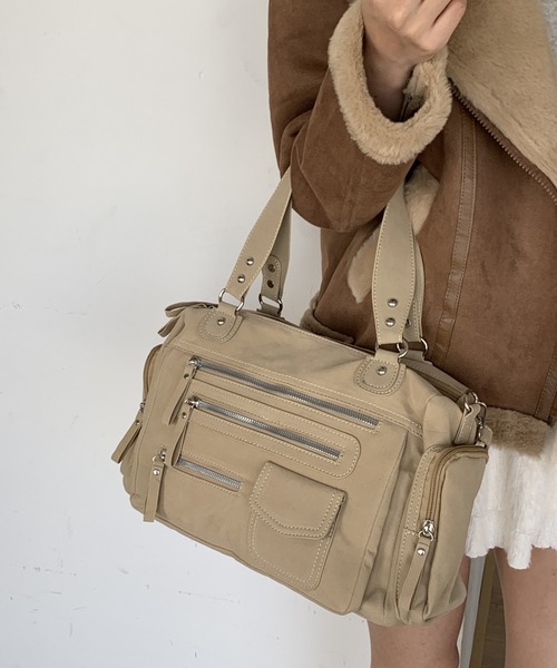セール】2wayレザーテイストポケットデザインショルダーバッグ
