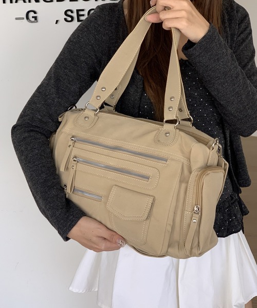 セール】2wayレザーテイストポケットデザインショルダーバッグ