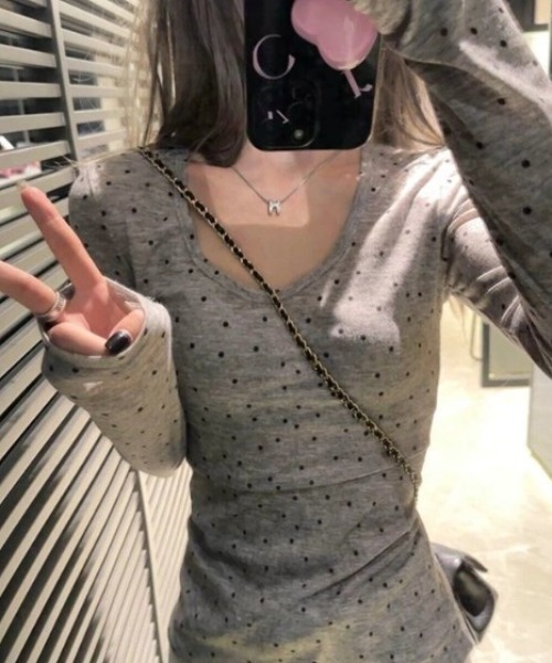 paravion(パラビオン)の「シアードットロングスリーブTシャツ(Tシャツ/カットソー・レディース・ホワイト/グレー・FREE)」の14枚目の写真