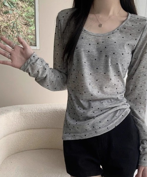 paravion(パラビオン)の「シアードットロングスリーブTシャツ(Tシャツ/カットソー・レディース・ホワイト/グレー・FREE)」の12枚目の写真