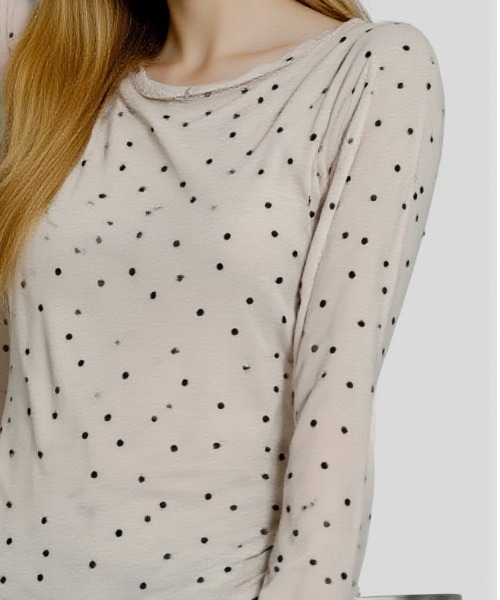 paravion(パラビオン)の「シアードットロングスリーブTシャツ(Tシャツ/カットソー・レディース・ホワイト/グレー・FREE)」の9枚目の写真