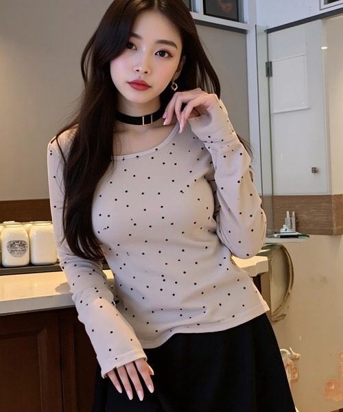 paravion(パラビオン)の「シアードットロングスリーブTシャツ(Tシャツ/カットソー・レディース・ホワイト/グレー・FREE)」の17枚目の写真