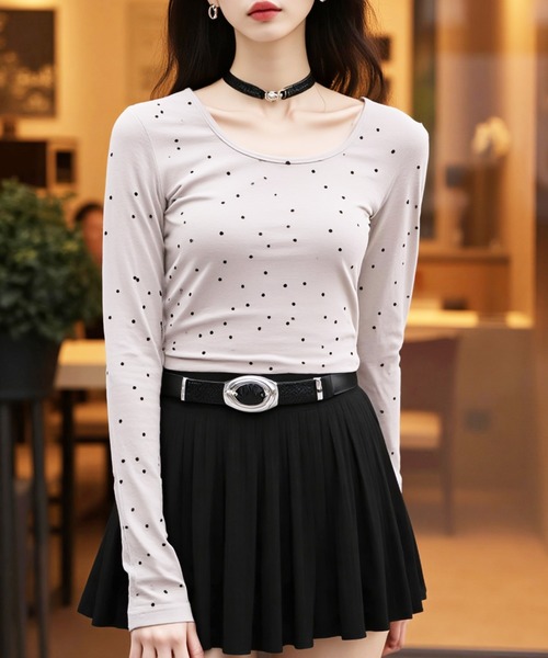 paravion(パラビオン)の「シアードットロングスリーブTシャツ(Tシャツ/カットソー・レディース・ホワイト/グレー・FREE)」の19枚目の写真