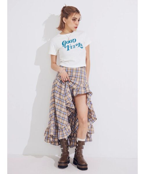 EVRIS（エヴリス）の「ランダムチェックアシンメトリースカート（スカート・レディース・グレー/ベージュ・SMALL/MEDIUM）」の20枚目の写真