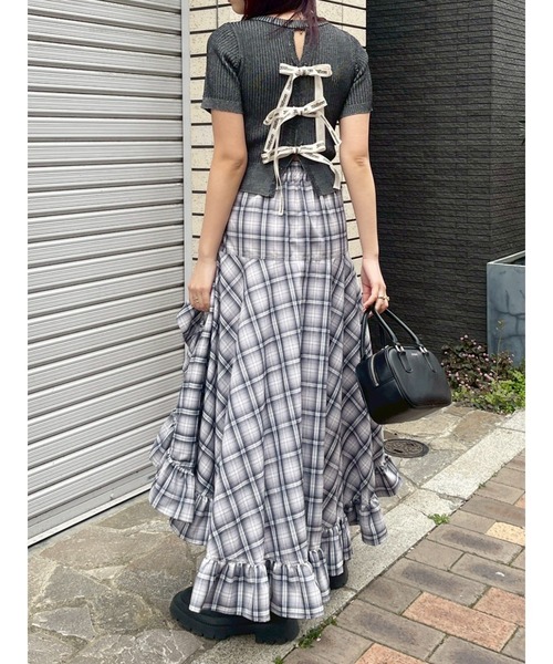 EVRIS（エヴリス）の「ランダムチェックアシンメトリースカート（スカート・レディース・グレー/ベージュ・SMALL/MEDIUM）」の13枚目の写真