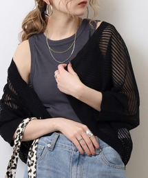 Anna Nicola 麻混透かし編みニットボレロ