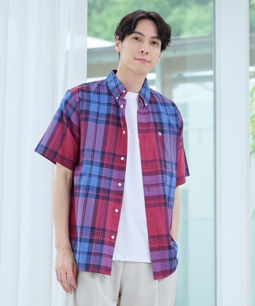 Arnold Palmer（アーノルドパーマー）の「マドラスチェック 半袖 シャツ（シャツ/ブラウス・メンズ・イエロー/ベージュ/ブルー/ワイン・M/LL/L）」の4枚目の写真